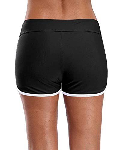 Nylon & Spandex Breathable Swimsuit Bottoms Swim Shorts-Black
