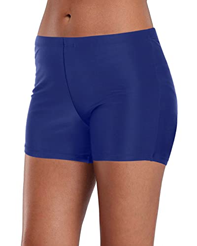 Tankini Bottoms Built-In Board Shorts For Women-Blue