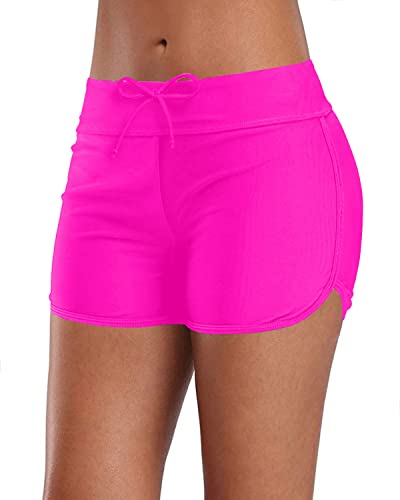 Summer Beach Outdoor Swimming Casual Wear Swim Shorts-Neon Pink