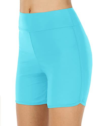Women's High Waisted Swim Shorts Board Shorts-Aqua