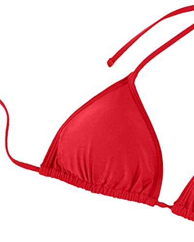 Flirty Tie-Side Swim Bottom String Bikini Set For Women-Red