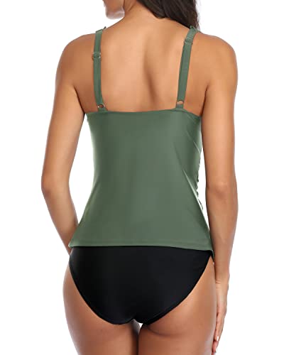Ruched Bathing Suits Ruched Swimwear For Women-Olive Green