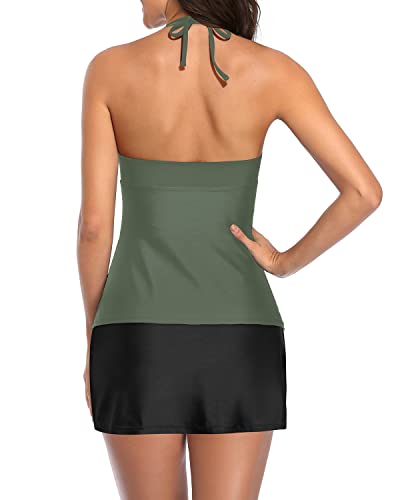 Elegant Tankini Skirt Bottom For Women's Swimwear-Olive Green