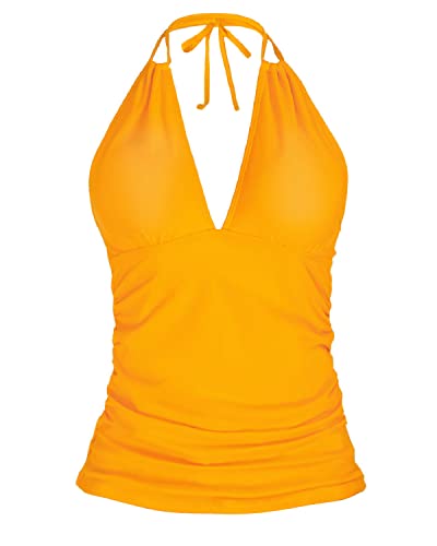 Cute Halter Tankini Swimsuits For Women Tankini Tops For Women Swimwear-Yellow