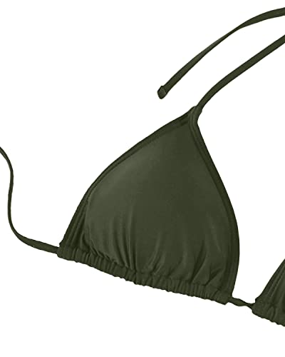 Flirty Tie-Side Bikini Set Mesh Beach Skirt Cover Up-Army Green