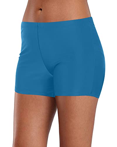 Women's Stretchy Friendly Material Tankini Bottoms Swimsuit-Blue