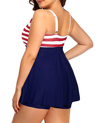 Two Piece Plus Size Tankini Swimsuits For Women-Flag