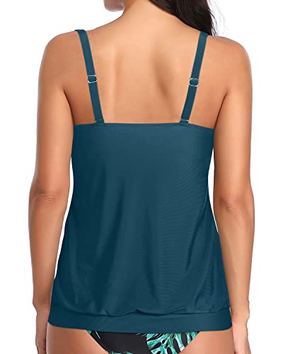 Women's Loose Fit Athletic Tankini Top For Beach And Pool-Teal
