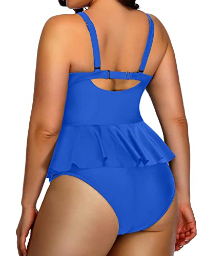 Tummy Control Ruched Coverage Stomach Back Roll Area For Women-Bright Royal Blue