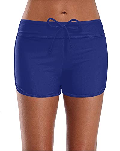 Nylon Spandex Board Shorts Swim Bottoms-Blue