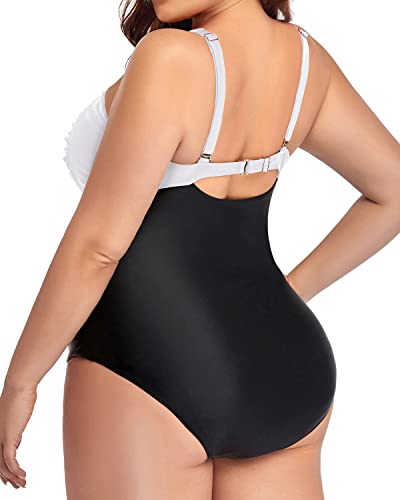 Tummy Control Twist Front Ruched Swimwear One Piece Bathing Suits-White