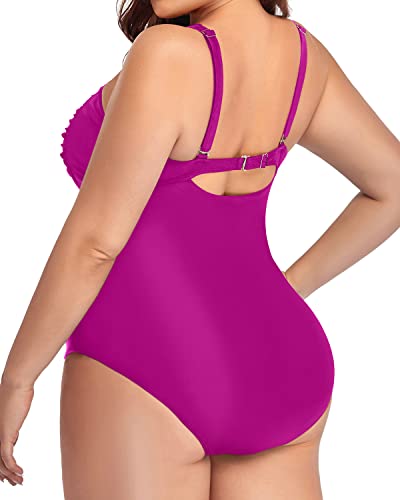Sweetheart Neckline One Piece Swimsuits For Curvy Women-Hot Pink