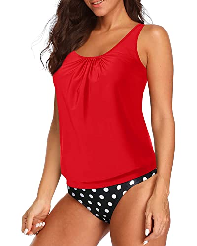 Two Piece Stylish Bathing Suits For Women No Show Cleavage-Red Dot