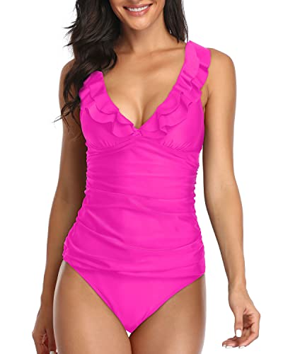 Women's Flattering Two Piece Bathing Suits For A Slimming Silhouette-Neon Pink