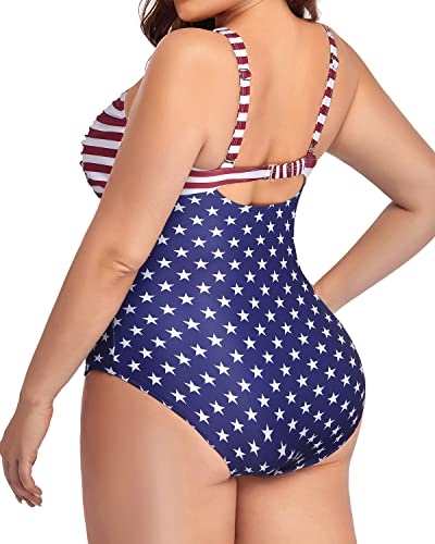 Women's Plus Size One Piece Swimsuit Tummy Control Bathing Suit-National Flag