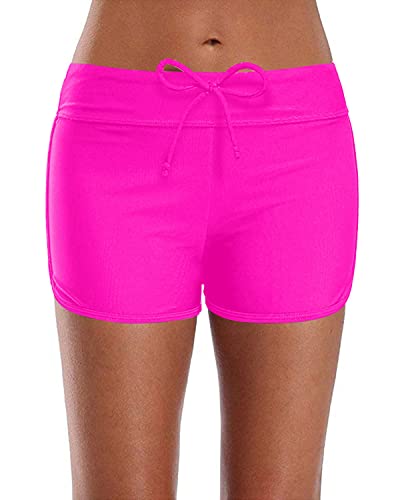 Summer Beach Outdoor Swimming Casual Wear Swim Shorts-Neon Pink