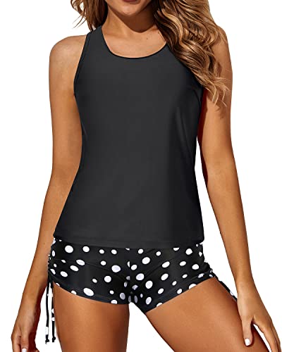 EHQJNJ Tankini with Shorts Tummy Control New Sub System Rope Hanging Neck  Bikini European and American Solid Color Swimsuit