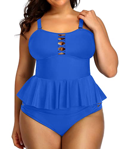 Tummy Control Ruched Coverage Stomach Back Roll Area For Women-Bright Royal Blue