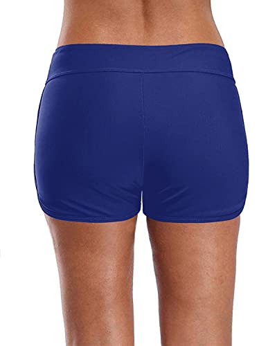 Nylon Spandex Board Shorts Swim Bottoms-Blue