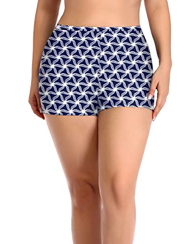 Sporty Tankini Tops Swim Shorts For Women Of All Ages-Navy Blue Tribal