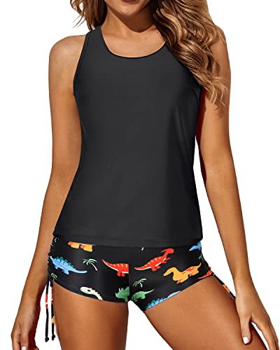 Modest And Stylish Tankini Swimwear Set Boy Shorts For Women-Black Din –  Yonique