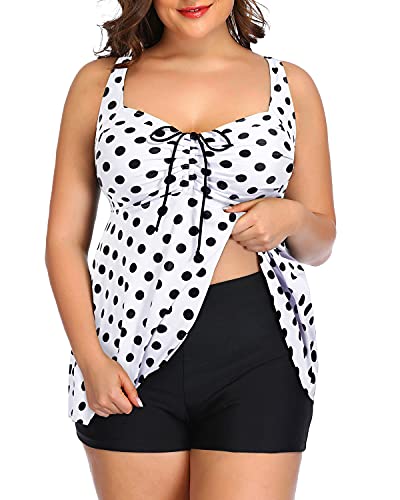 Cut Out Back Swimsuits Tankini Swimsuits Shorts-Black Dot