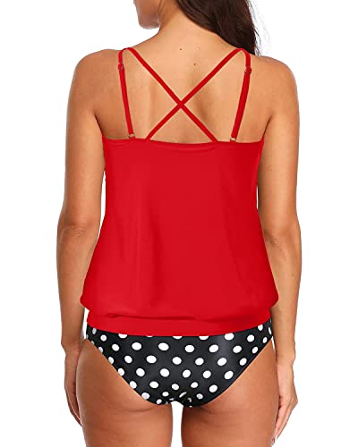 Two Piece Stylish Bathing Suits For Women No Show Cleavage-Red Dot