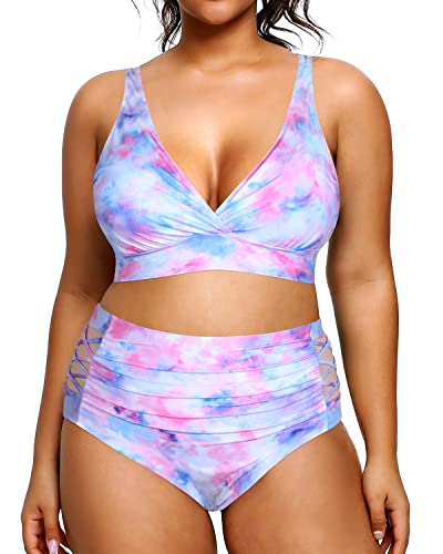 Sexy Plus Size Bikini High Waisted Bikini Swimsuits For Women-Tie Dye