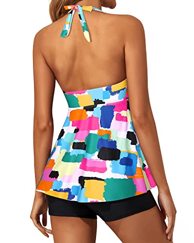 Women's Strapless Tankini Swimsuit Self-Tie And Flowy Swimwear Top-Aqua