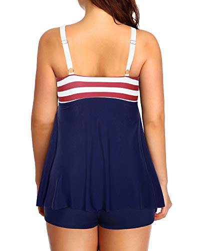 Two Piece Plus Size Tankini Swimsuits For Women-Flag