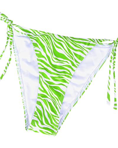 3 Piece Triangle Bikini Set Mesh Beach Skirt Cover Up-Green Zebra