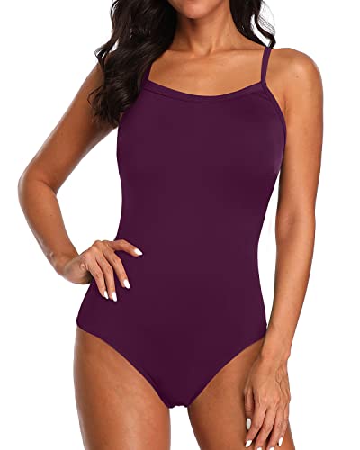 Women's Cute Slimming Sporty One Piece Swimwear-Maroon