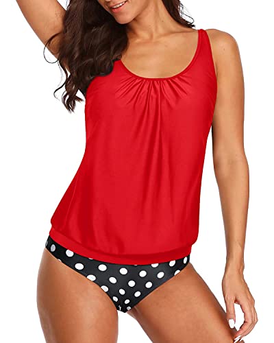 Two Piece Stylish Bathing Suits For Women No Show Cleavage-Red Dot