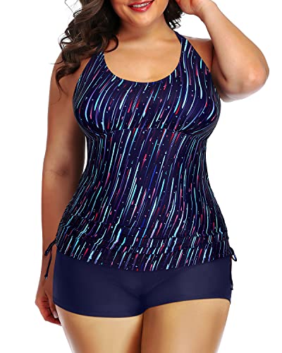 Sexy Strappy Tankini Top Shorts For Women-Navy Blue