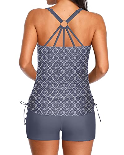 Soft Padded Tankini Chic Side Tie Tank Top For Women-Grey Tribal