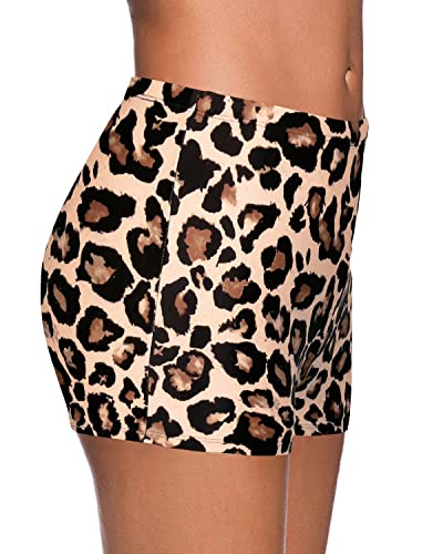 Women's Tummy Control Tankini Bottoms Swimsuit-Leopard