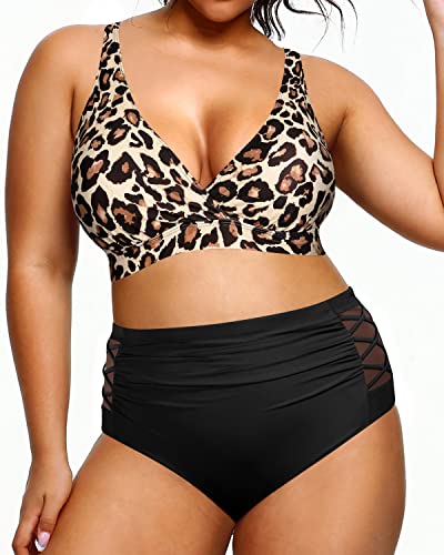 Plus size 2 piece high waist swimwear sales