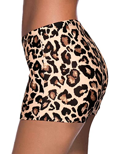 Women's Tummy Control Tankini Bottoms Swimsuit-Leopard