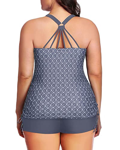 Soft Padded Bra Two Piece Swimsuit Shorts-Grey Tribal