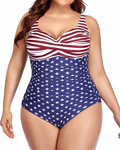 Women's Plus Size One Piece Swimsuit Tummy Control Bathing Suit-National Flag