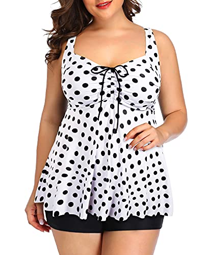 Cut Out Back Swimsuits Tankini Swimsuits Shorts-Black Dot