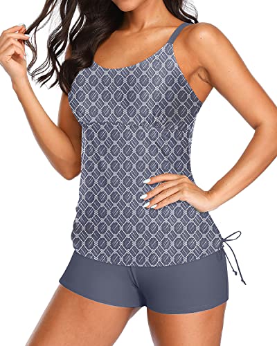 Soft Padded Tankini Chic Side Tie Tank Top For Women-Grey Tribal